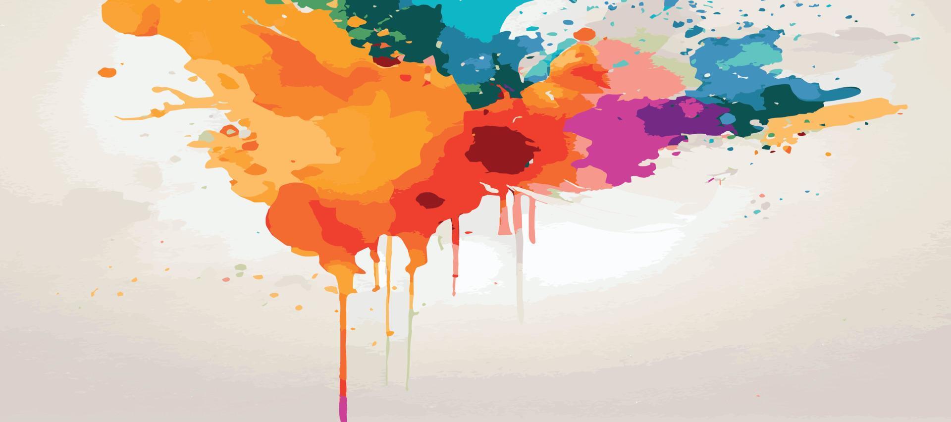 Realistic multicolored watercolor panoramic texture on a white background - Vector