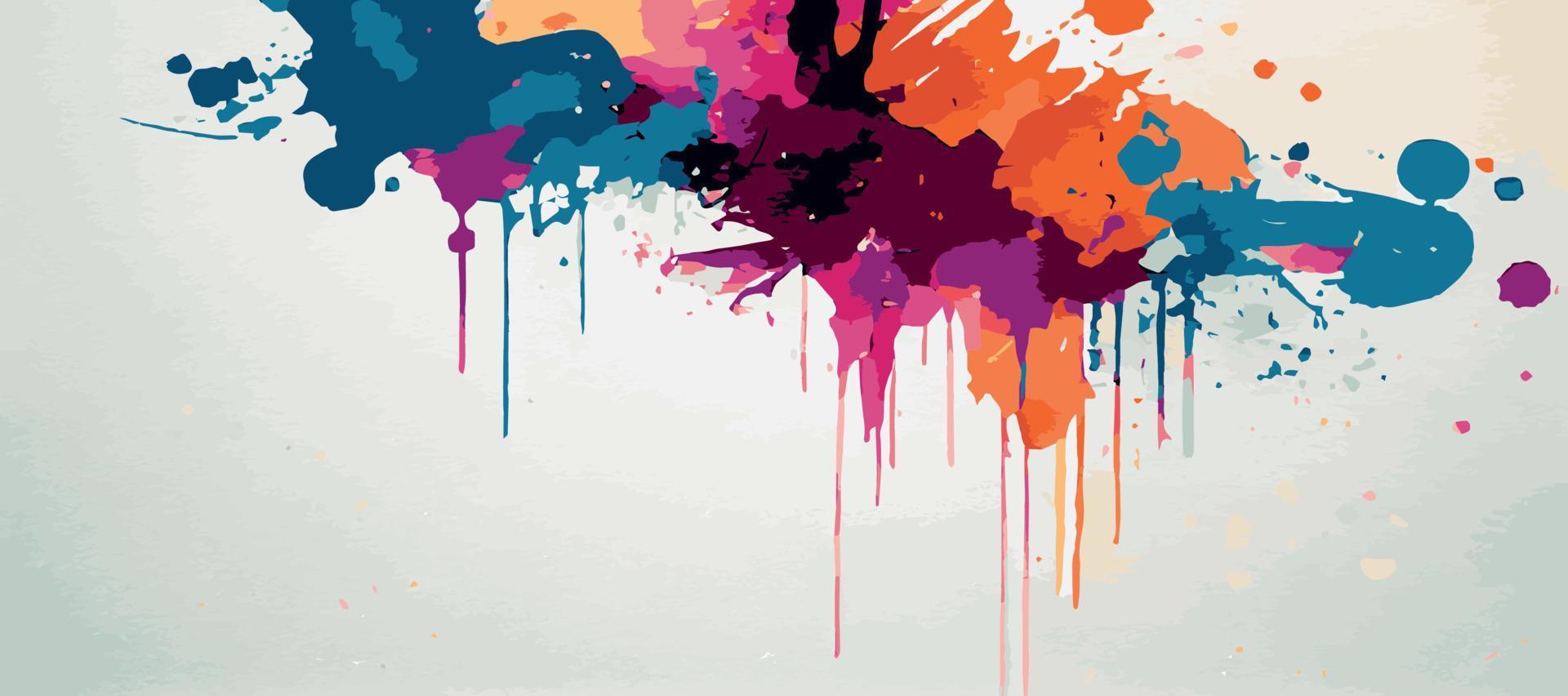 Realistic multicolored watercolor panoramic texture on a white background - Vector