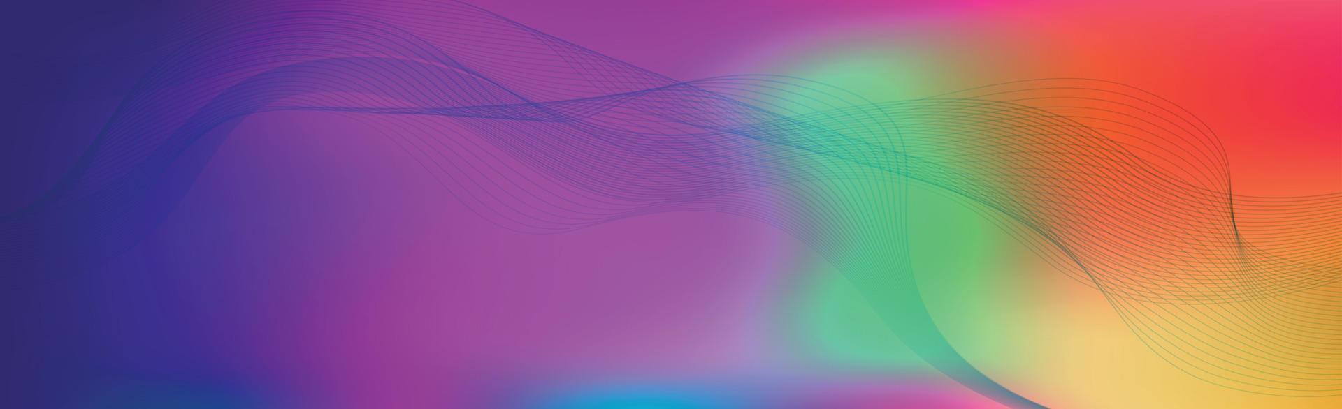 Panoramic colorful abstract stylish multi background with wavy lines - Vector