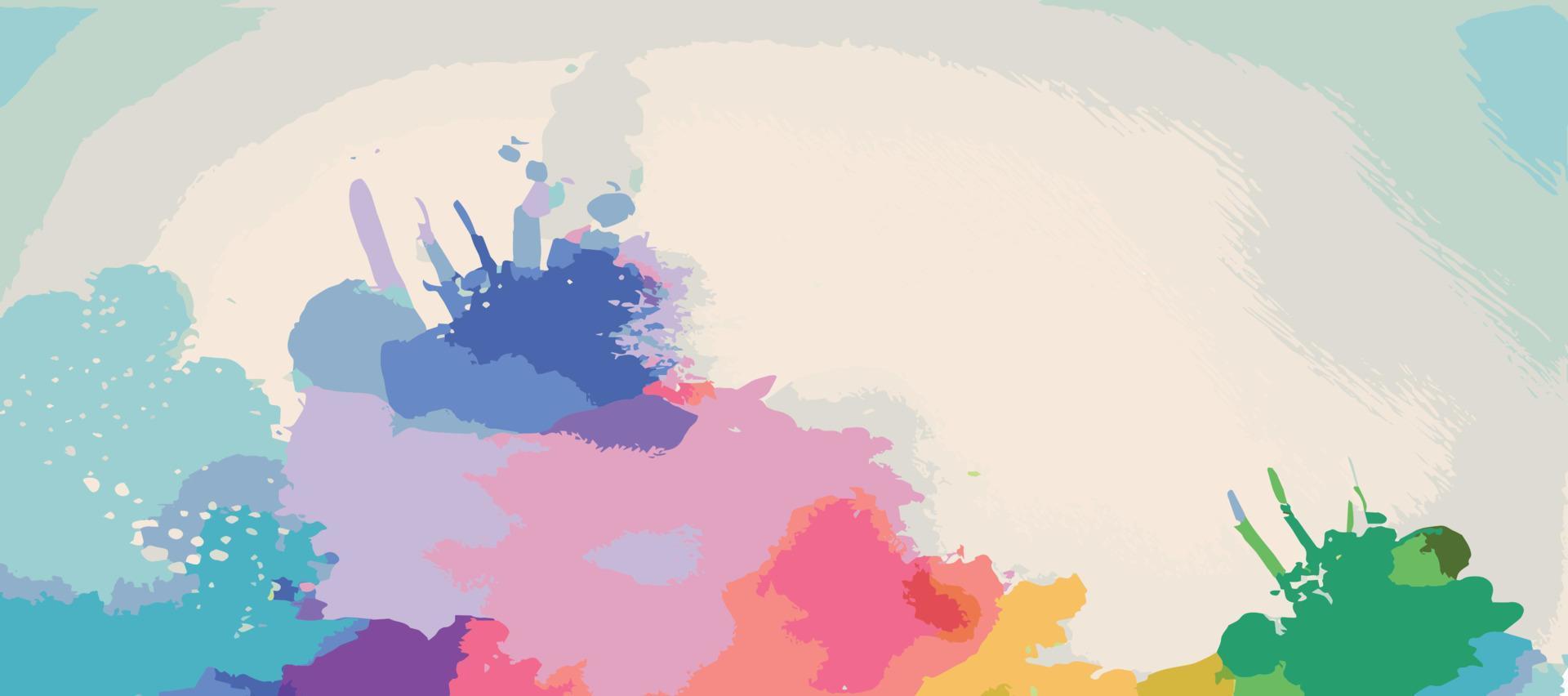 Realistic multicolored watercolor panoramic texture on a white background - Vector