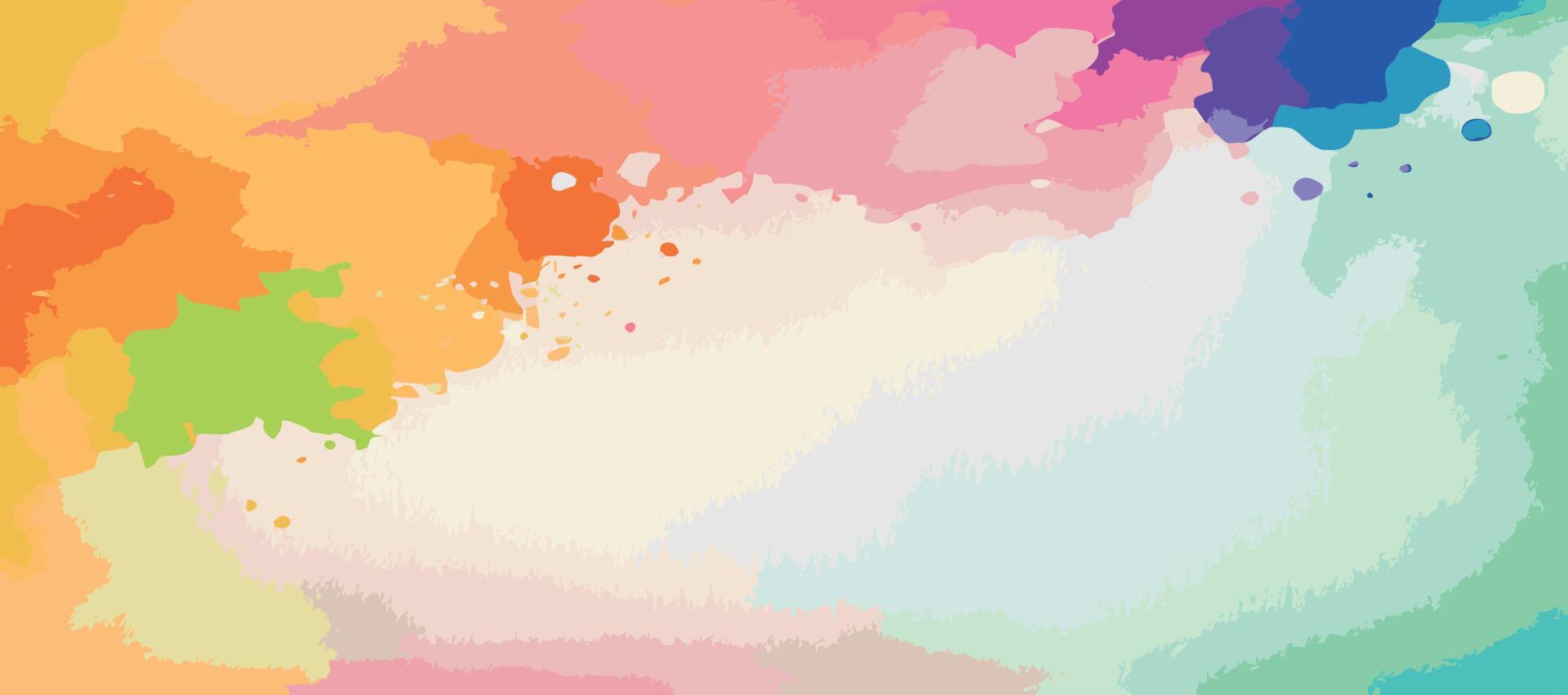 Realistic multicolored watercolor panoramic texture on a white background - Vector
