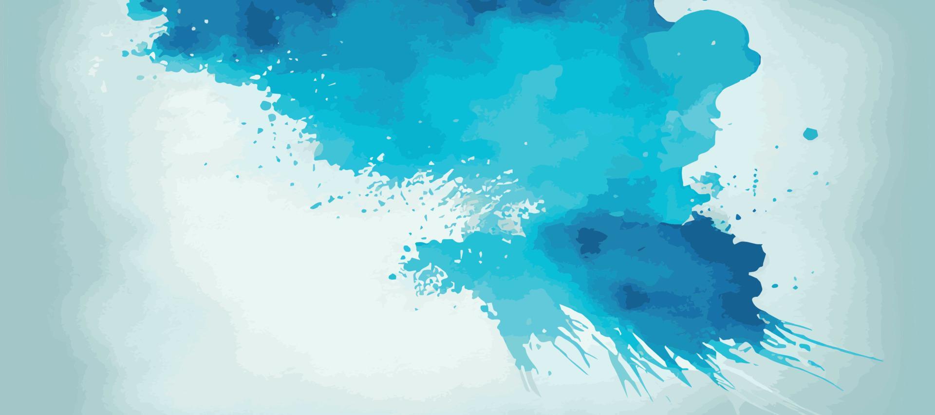 Realistic blue watercolor panoramic texture on white background - Vector