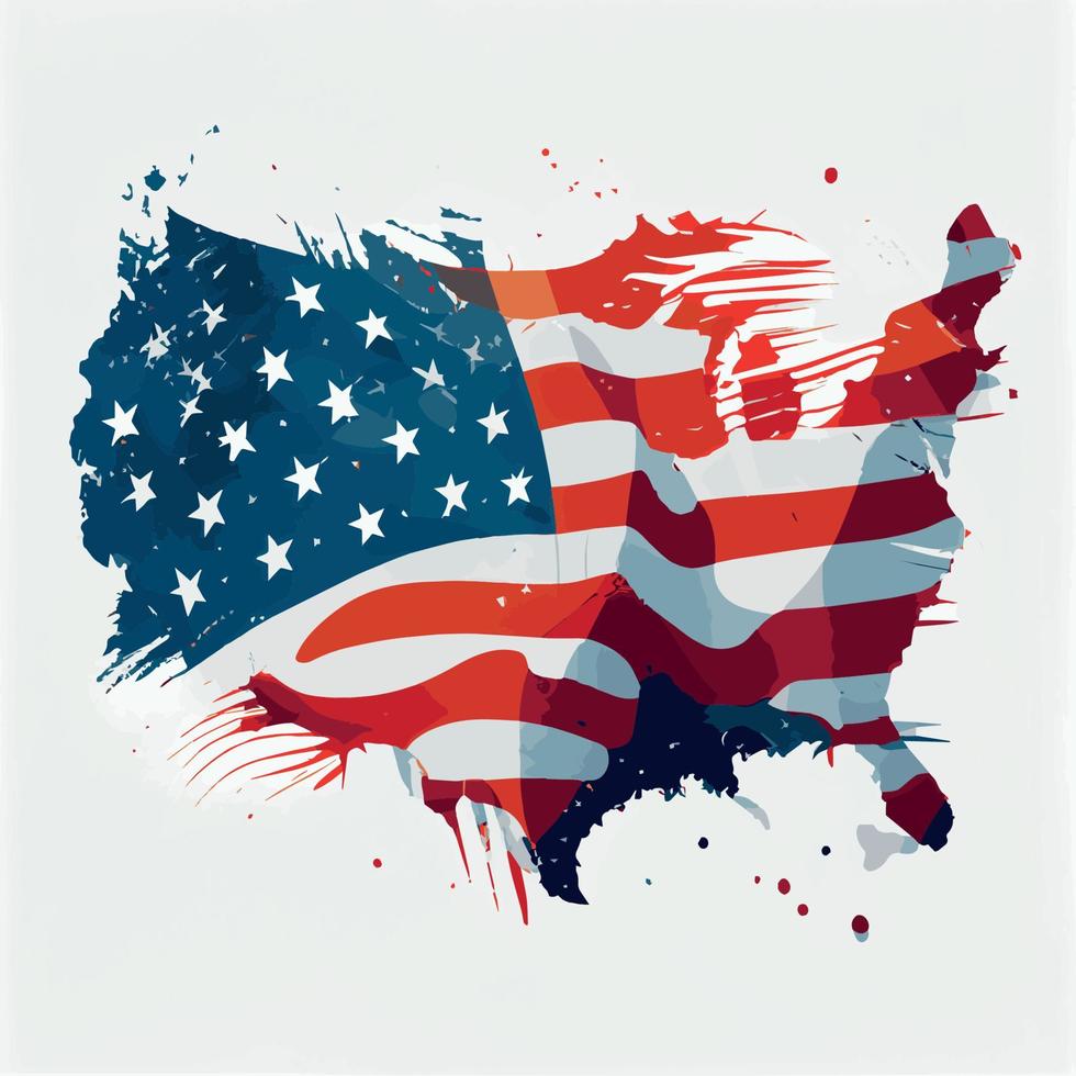 Realistic abstract flag of USA in the form of a map of america, independence day of the country, national traditions vector