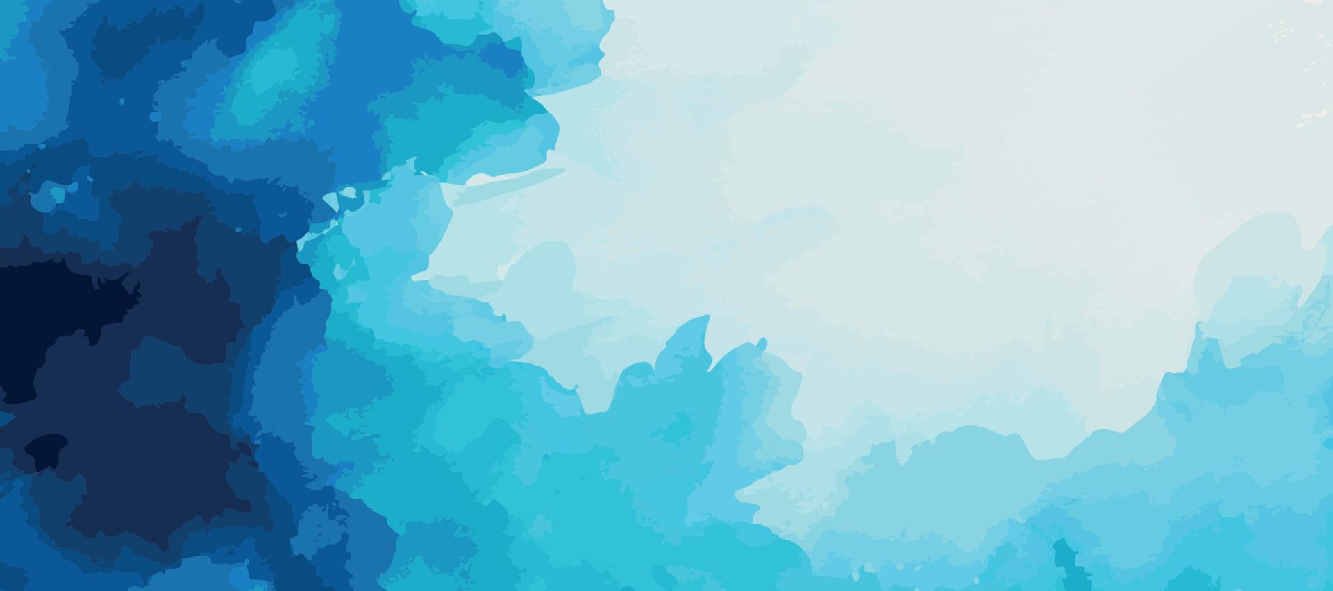 Realistic blue watercolor panoramic texture on white background - Vector