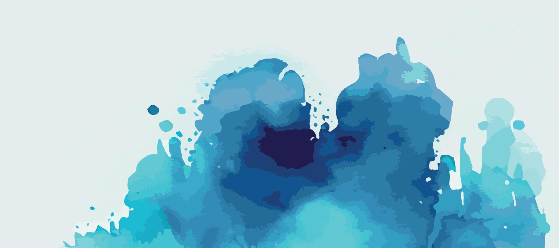 Realistic blue watercolor panoramic texture on white background - Vector