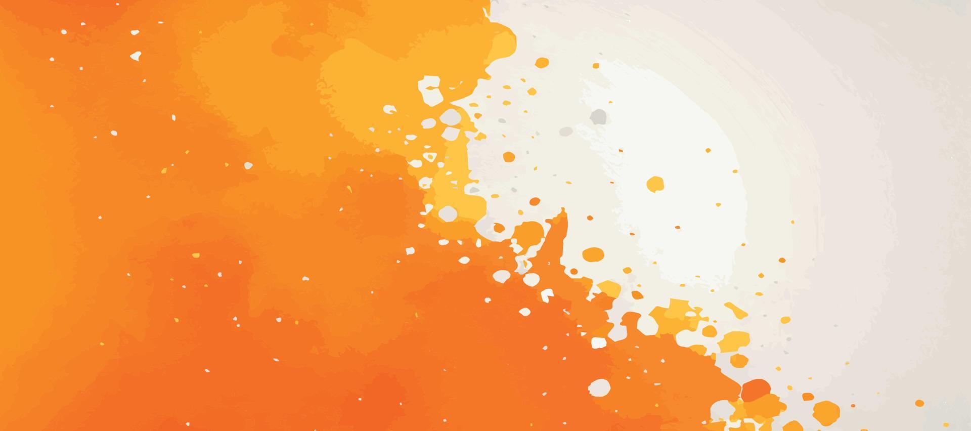 Realistic yellow-orange watercolor panoramic texture on a white background - Vector illustration