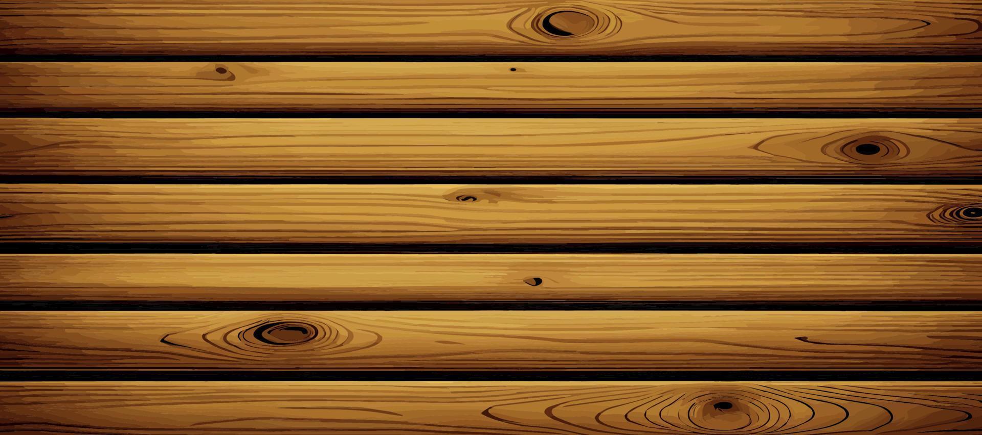 Realistic panoramic wood texture plank background, fiber texture pattern - Vector