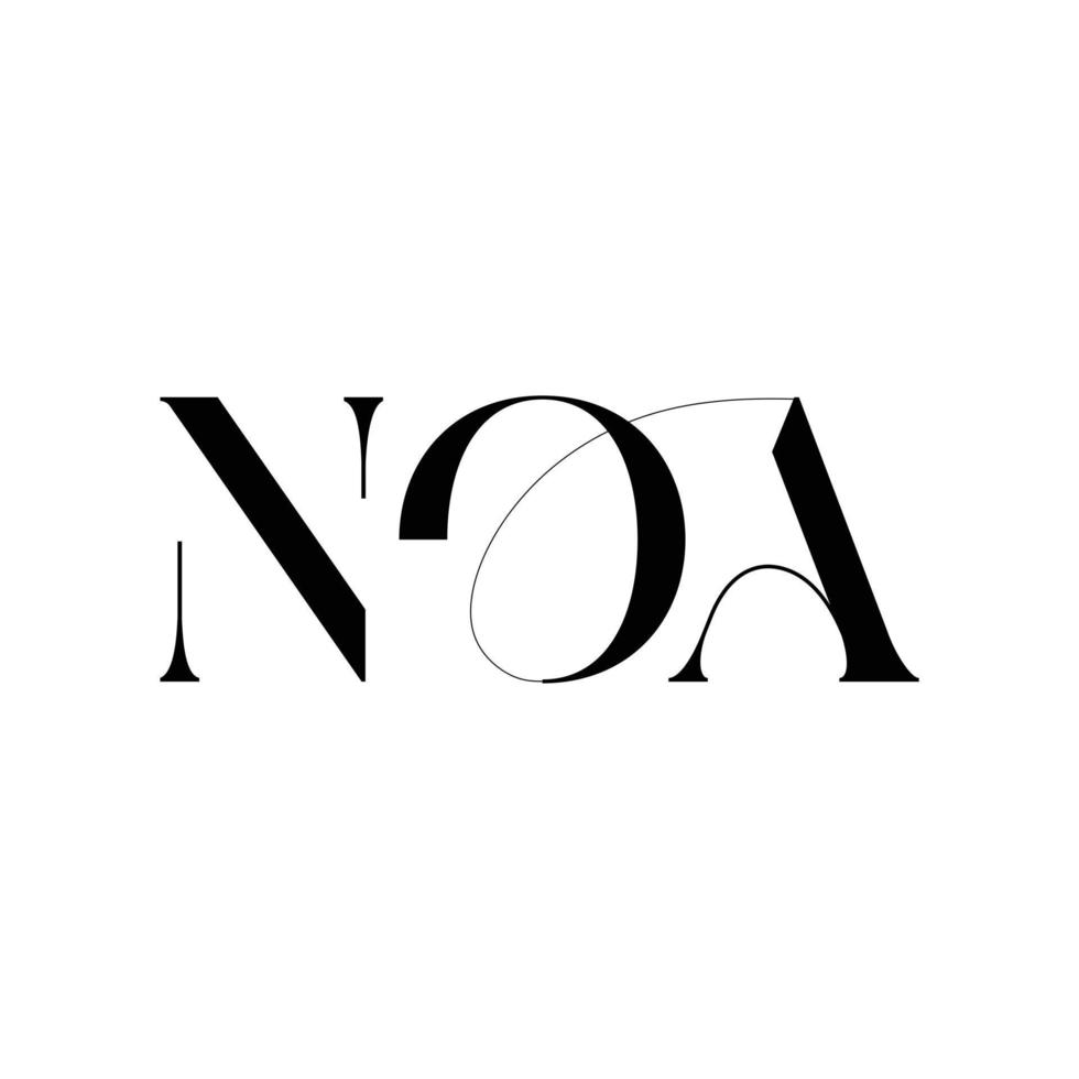 diseño de logotipo de letra noa, logotipo de vector noa, noa con forma, plantilla de noa con color a juego, logotipo de noa simple, elegante, logotipo de lujo de noa, vector pro de noa, tipografía de noa,