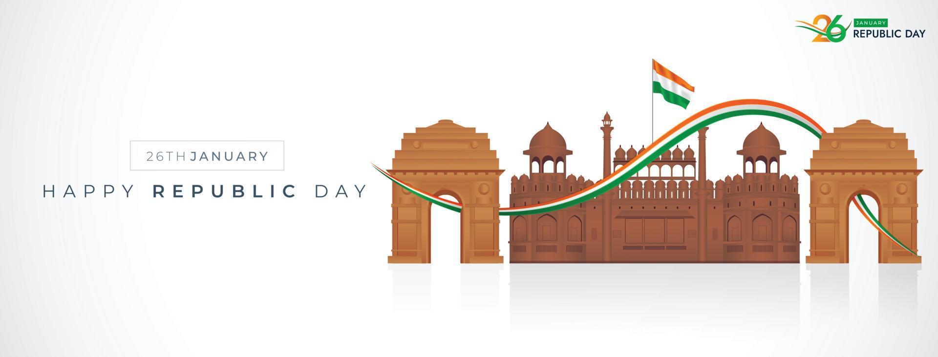 26 de enero día de la república india 74 celebración publicación en redes sociales vector