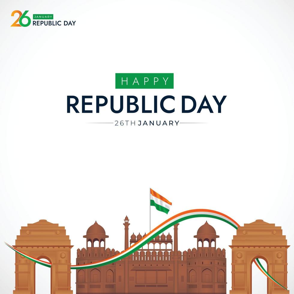 26 de enero día de la república india 74 celebración publicación en redes sociales vector