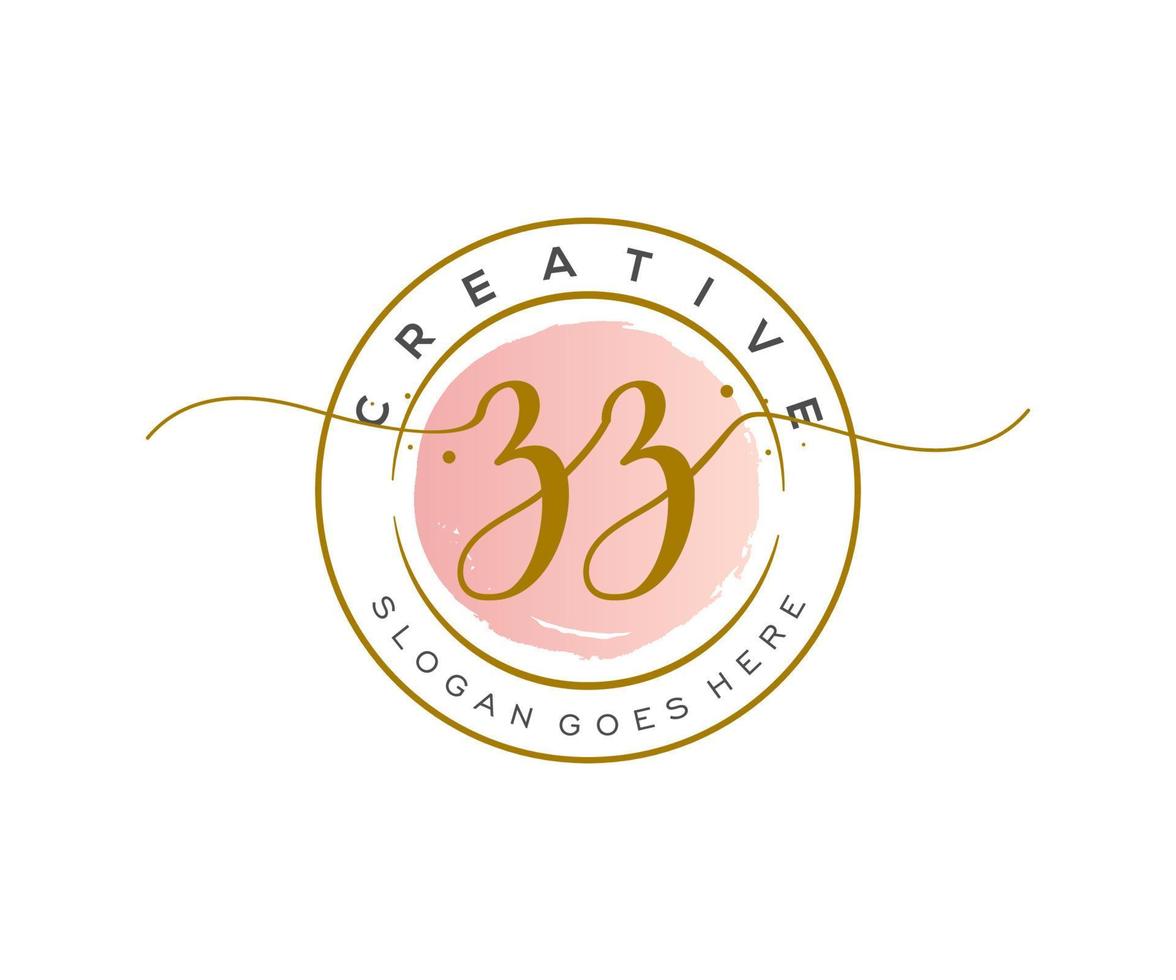 initial ZZ Feminine logo beauty monogram and elegant logo design, handwriting logo of initial signature, wedding, fashion, floral and botanical with creative template. vector