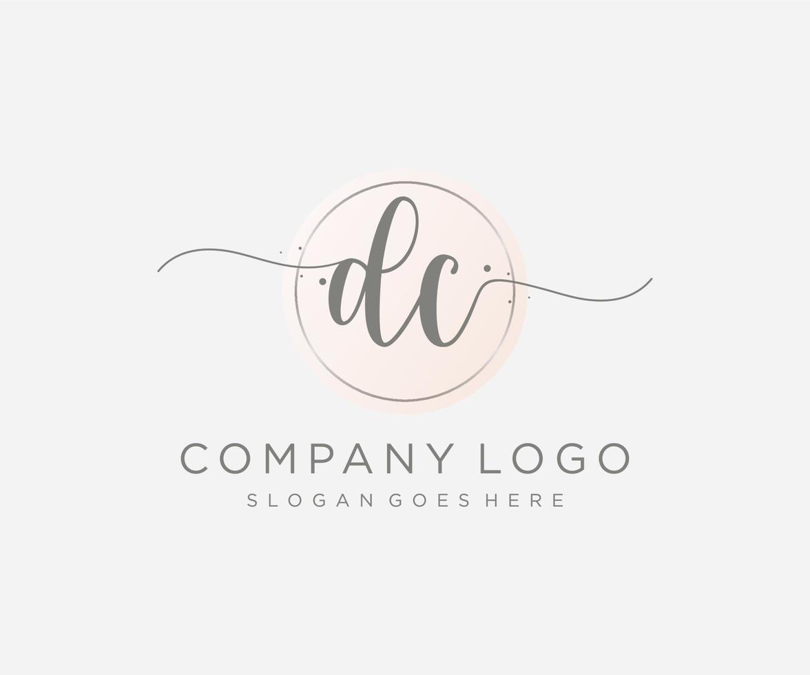 Initial DC feminine logo. Usable for Nature, Salon, Spa, Cosmetic and Beauty Logos. Flat Vector Logo Design Template Element.