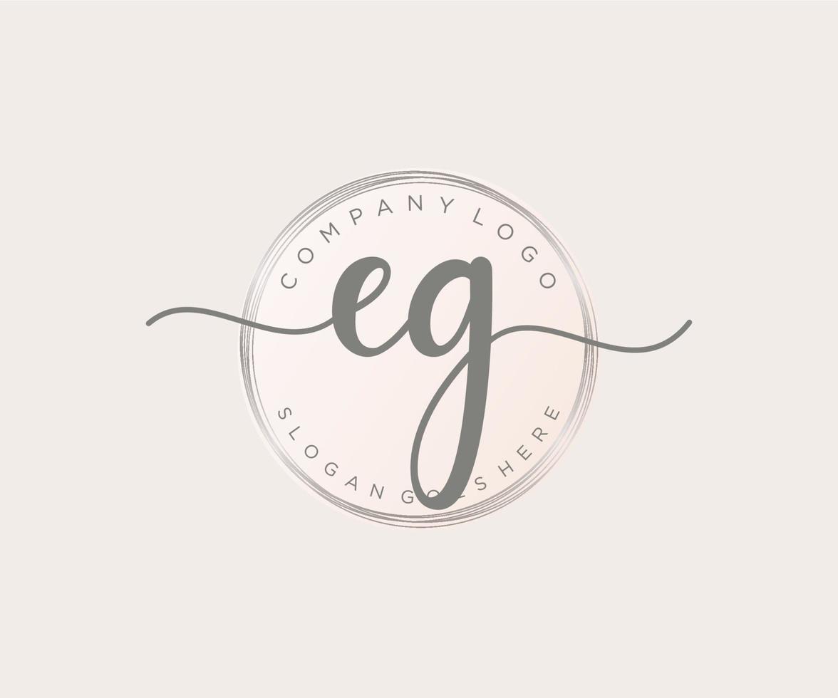 Initial EG feminine logo. Usable for Nature, Salon, Spa, Cosmetic and Beauty Logos. Flat Vector Logo Design Template Element.