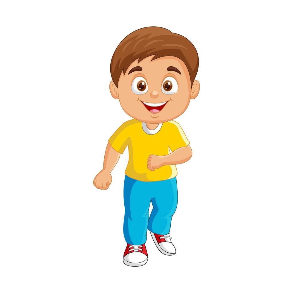 Vector cartoon happy little boy running