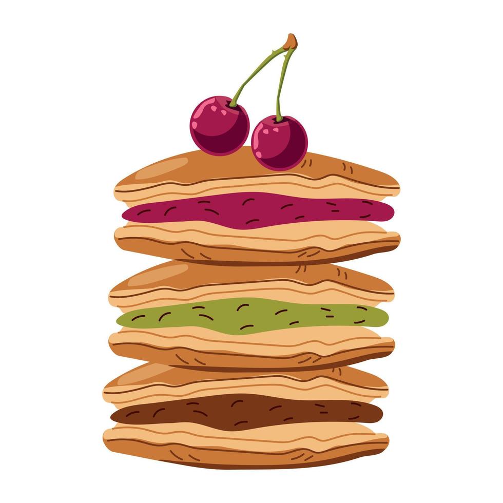 Dorayaki pancakes with different fillings vector