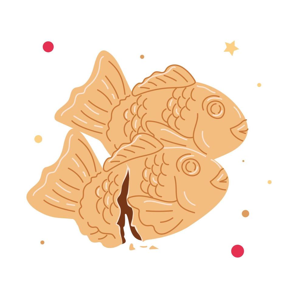 Taiyaki cookies with chocolate vector