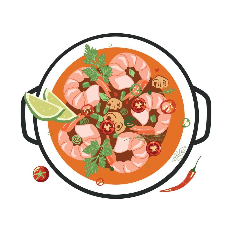 plato tailandés sopa tom yam vector