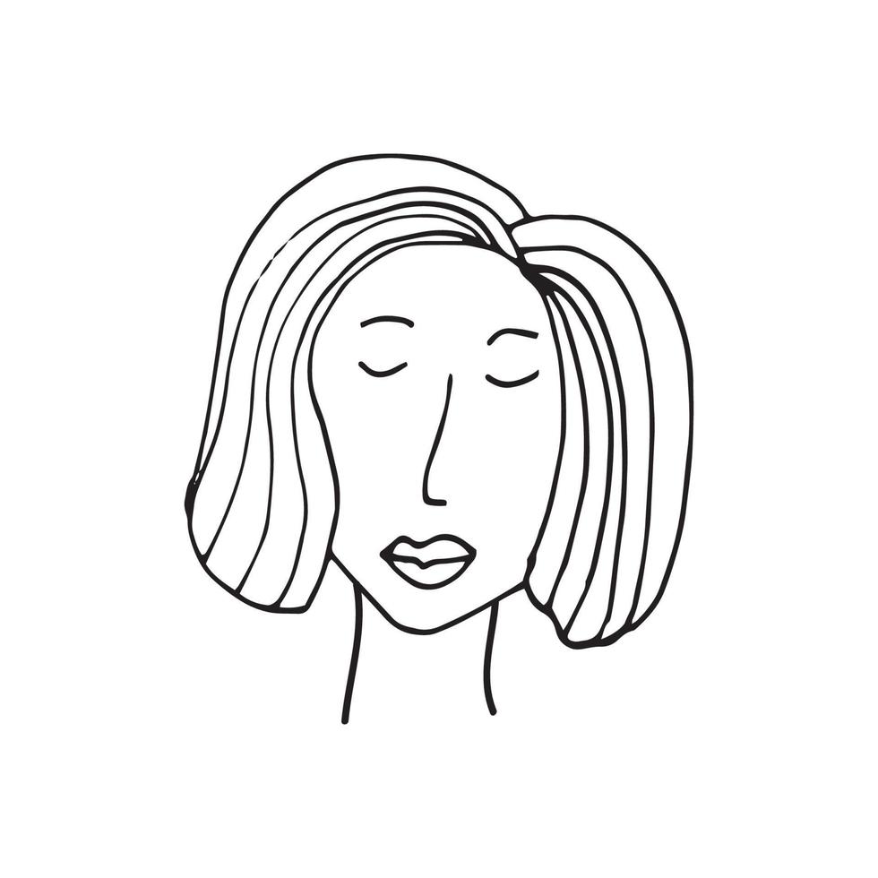 Doodle beautiful woman face. International Women's Day. Vector illustration for card, poster, modern design. Feminism concept.