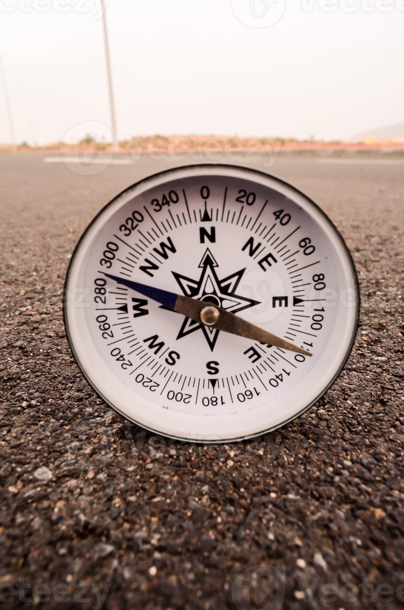 Analog compass on the ground 17477522 Stock Photo at Vecteezy