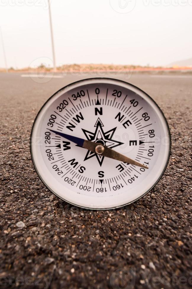 Analog compass on the ground photo