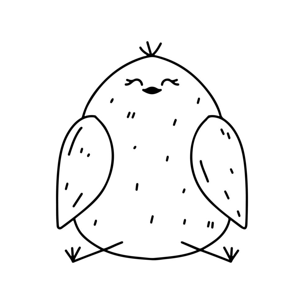 icono de pollito dibujado a mano en estilo garabato. icono de vector de pollito para colorear para diseño web aislado sobre fondo blanco.