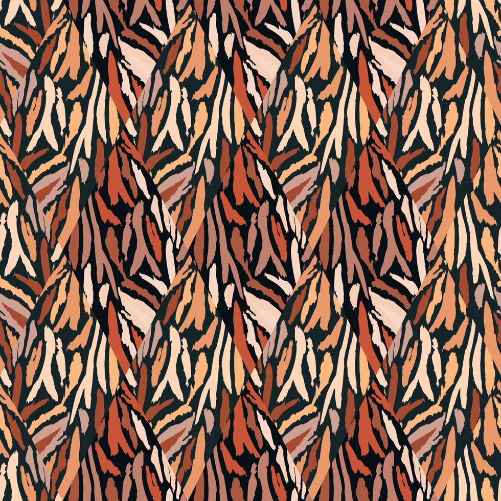 Tiger skin mosaic seamless pattern. Abstract animal fur tile. vector