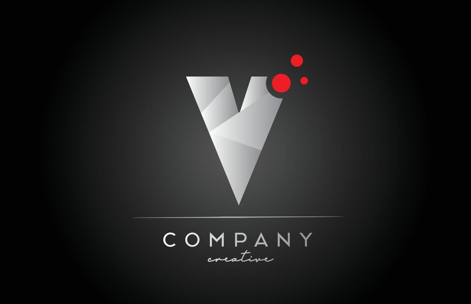 black V alphabet letter logo icon with red dot. Design suitable for a business or company vector