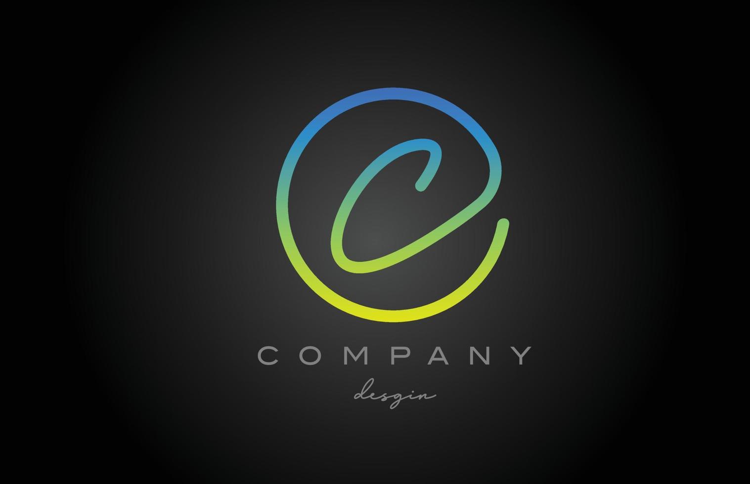 C green alphabet letter logo icon design. Handwritten connected creative template for company and business vector