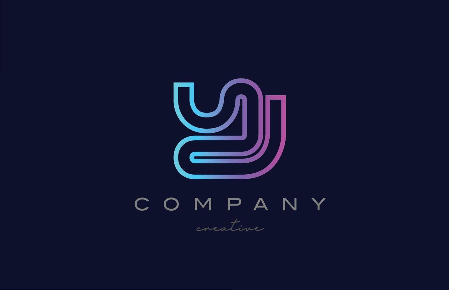 pink blue Y alphabet letter logo icon. Creative template for a company or business with line design vector