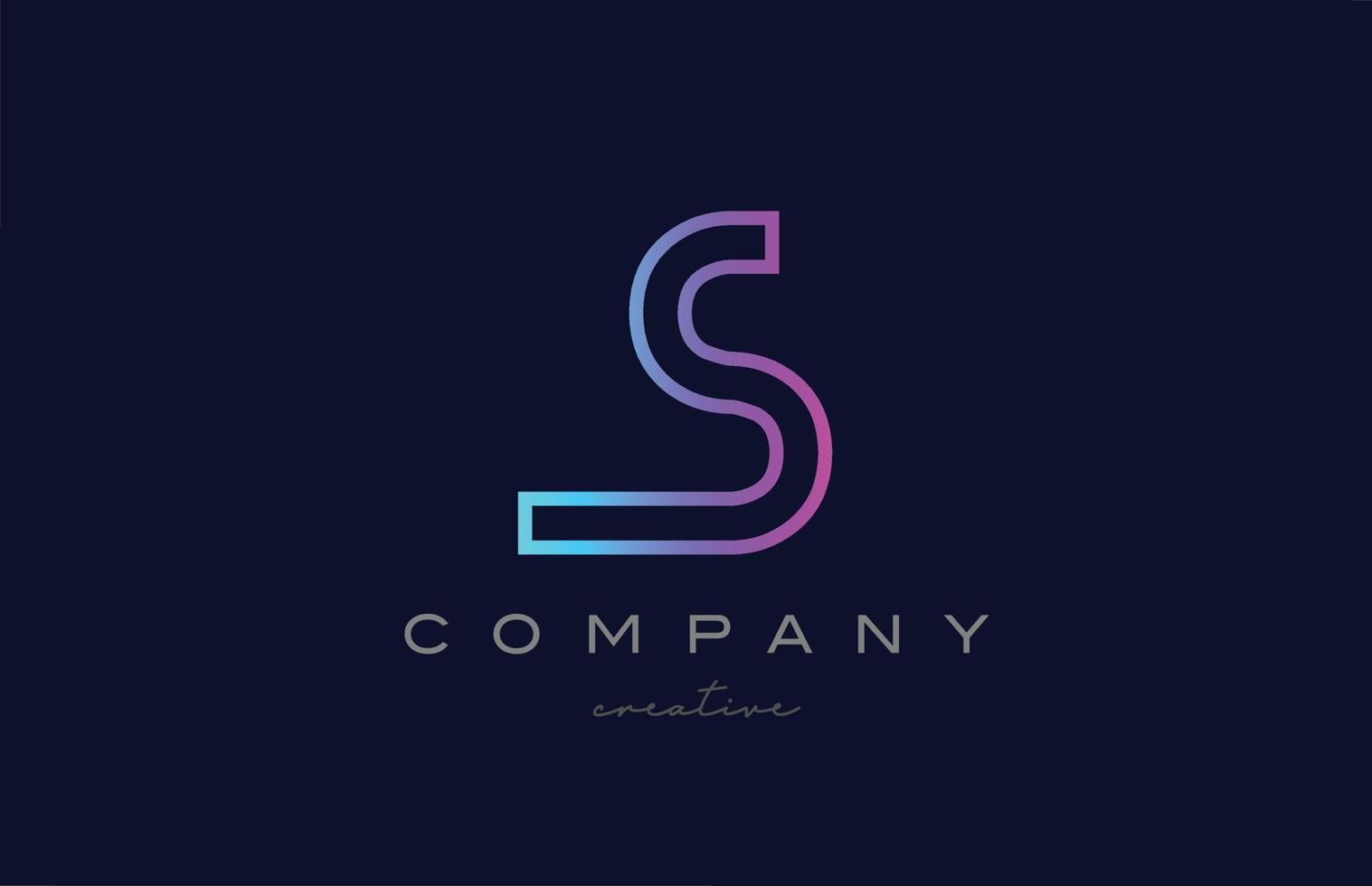 pink blue S alphabet letter logo icon. Creative template for a company or business with line design vector