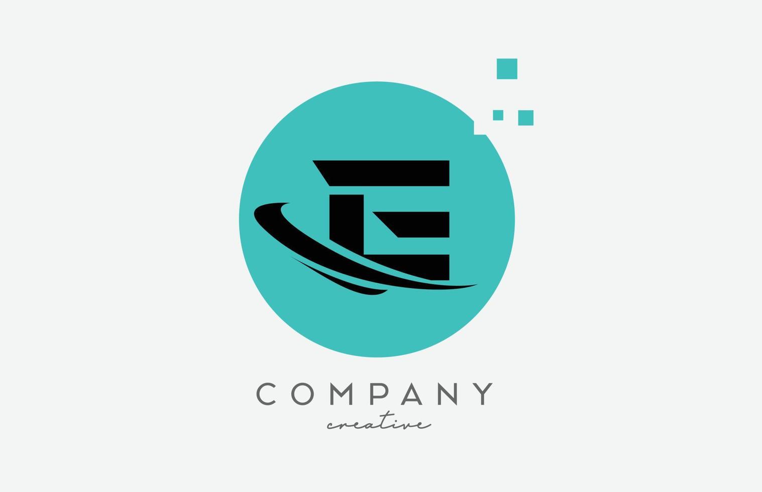 Circle E alphabet letter logo icon with dots and  swoosh. Template design for a company or business vector