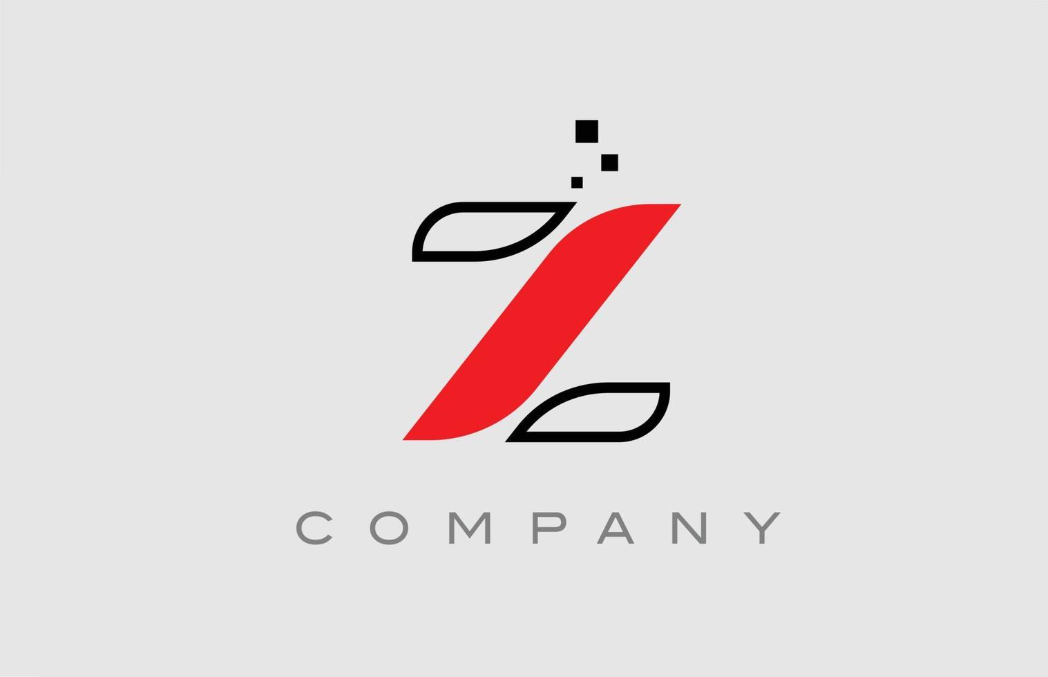 red black line Z alphabet letter logo icon. Creative design template for company and business vector