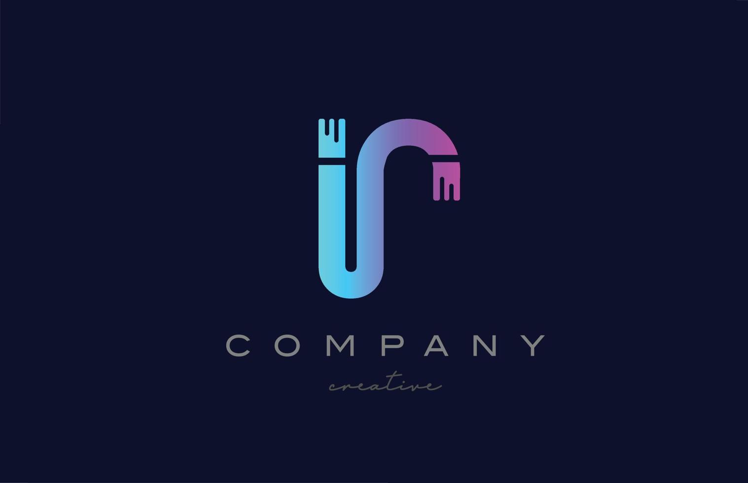 Diseño del icono del logotipo de la letra del alfabeto rosa y azul r. plantilla creativa adecuada para una empresa o negocio vector