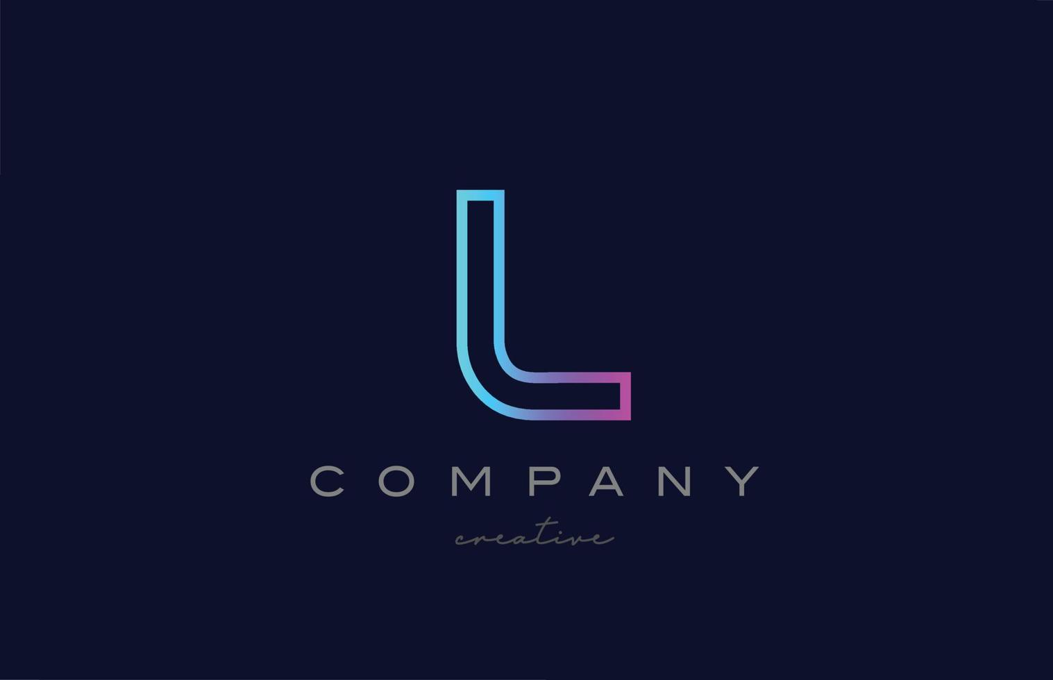 pink blue L alphabet letter logo icon. Creative template for a company or business with line design vector