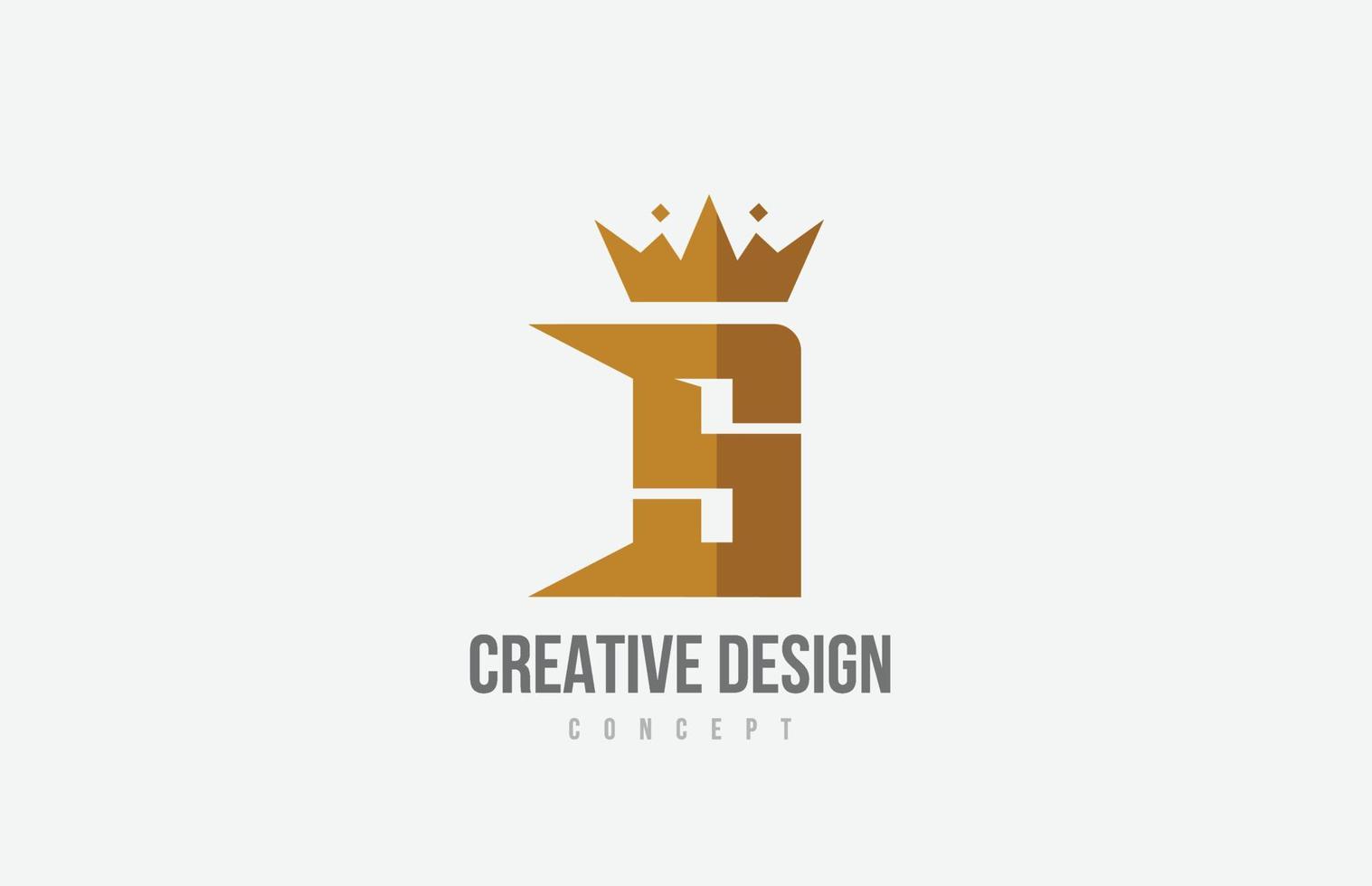 rey marrón corona un icono del logotipo de la letra del alfabeto con picos. diseño creativo para empresas y negocios vector