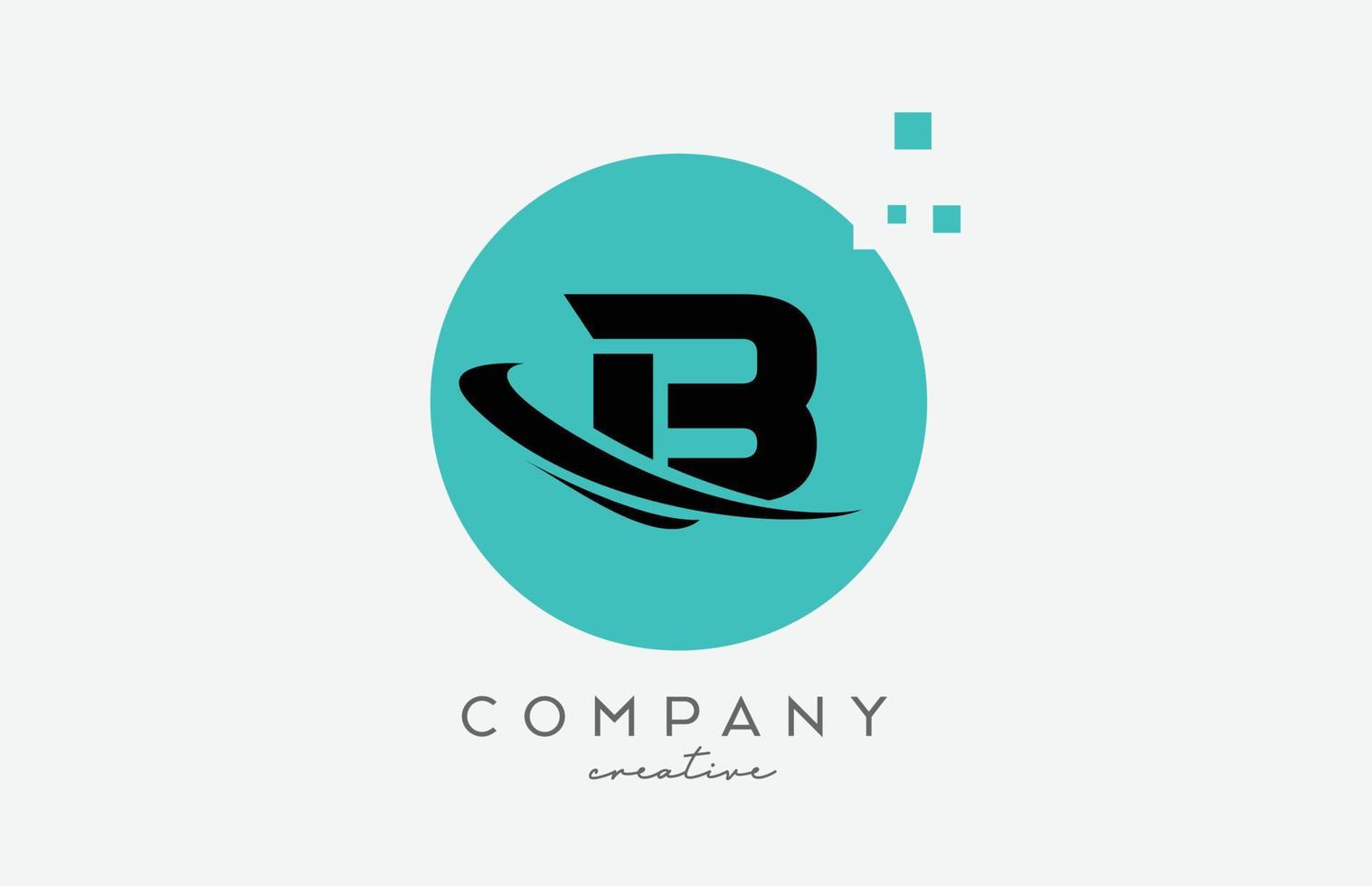 Circle B alphabet letter logo icon with dots and  swoosh. Template design for a company or business vector