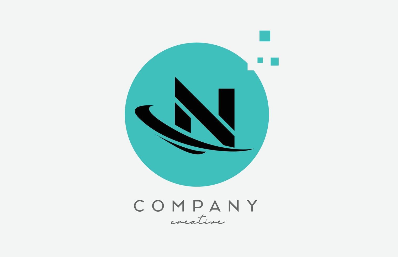 Circle N alphabet letter logo icon with dots and  swoosh. Template design for a company or business vector