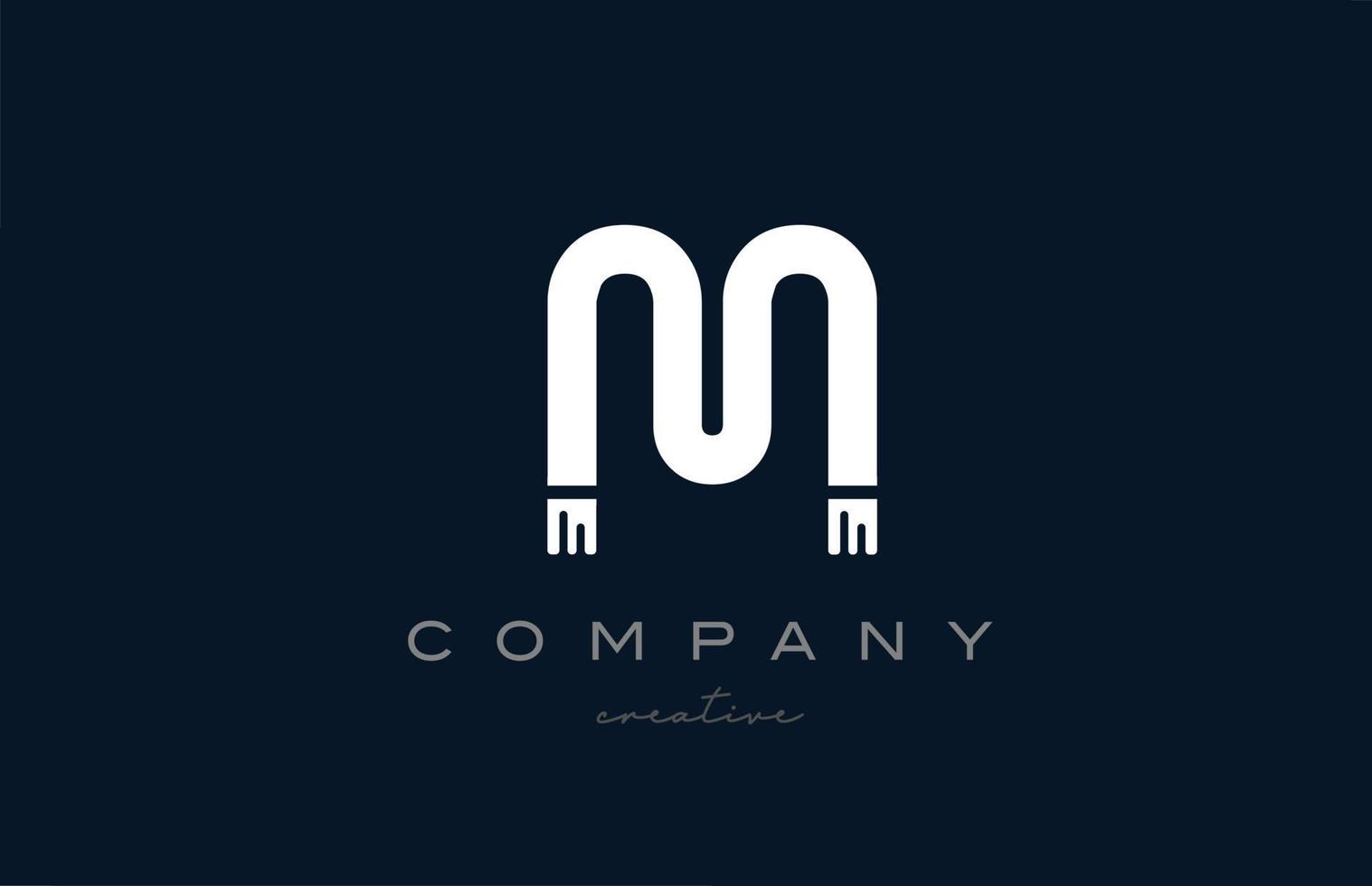 blue white M alphabet letter logo icon. Design suitable for a company or business vector