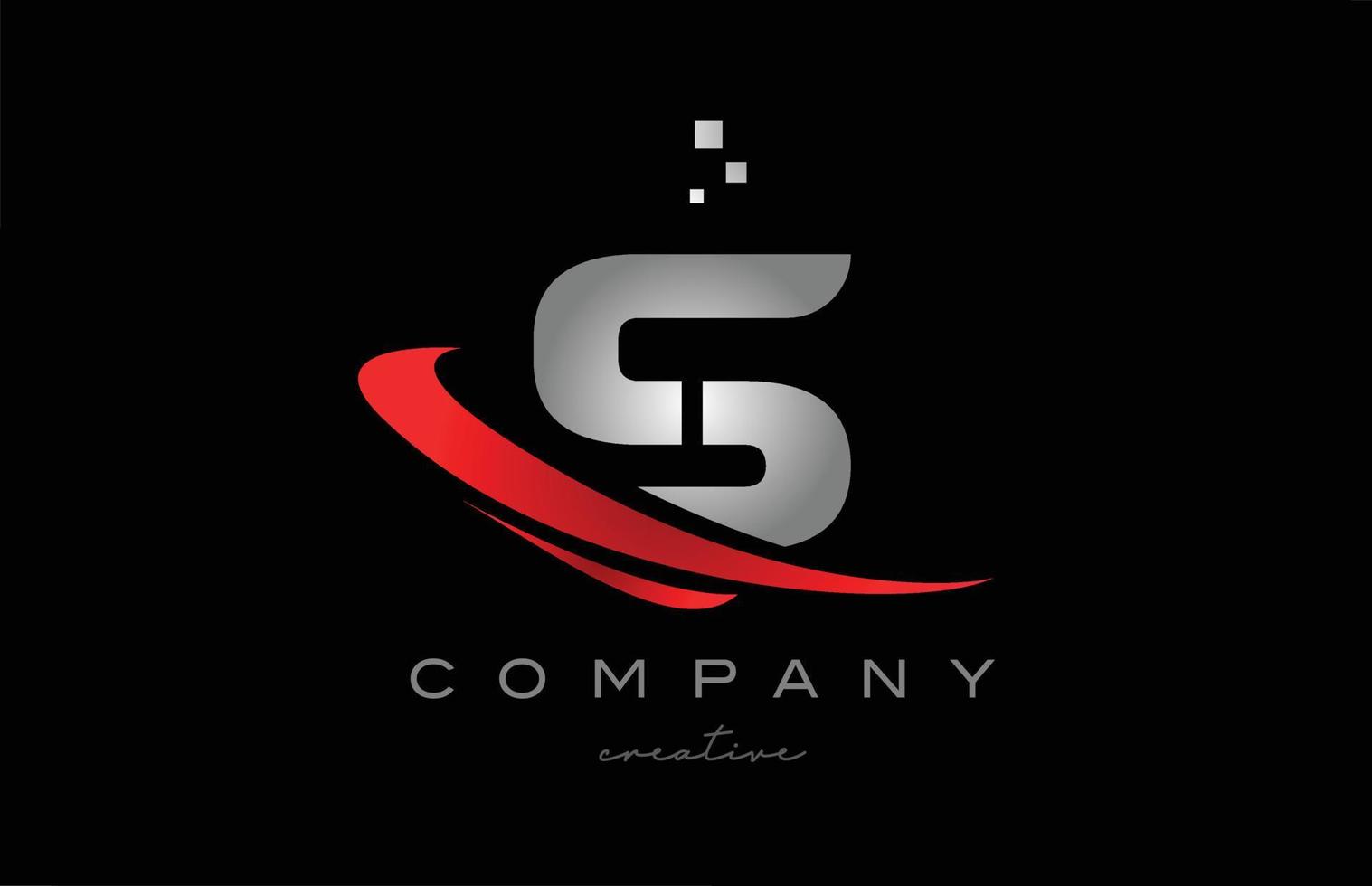icono del logotipo de la letra del alfabeto rojo swoosh s con color gris. diseño adecuado para un negocio o empresa vector