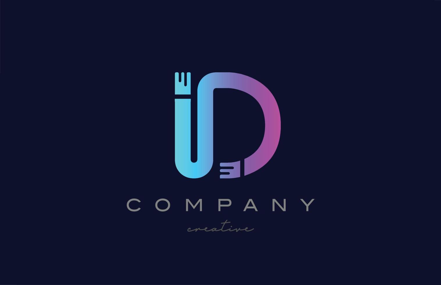 D pink and blue alphabet letter logo icon design. Creative template suitable for a company or business vector