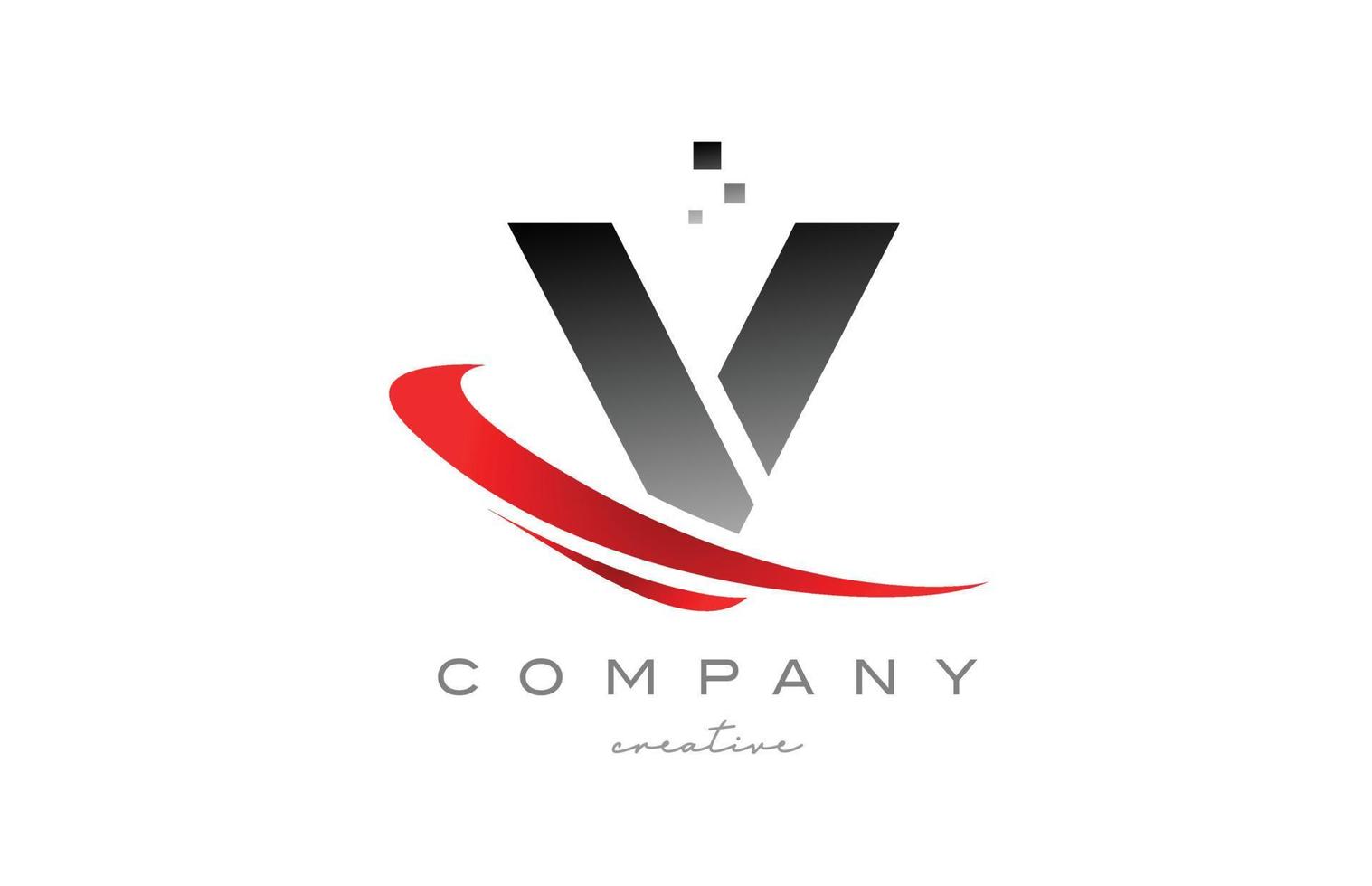 V alphabet letter logo icon with red swoosh . Design suitable for a business or company vector
