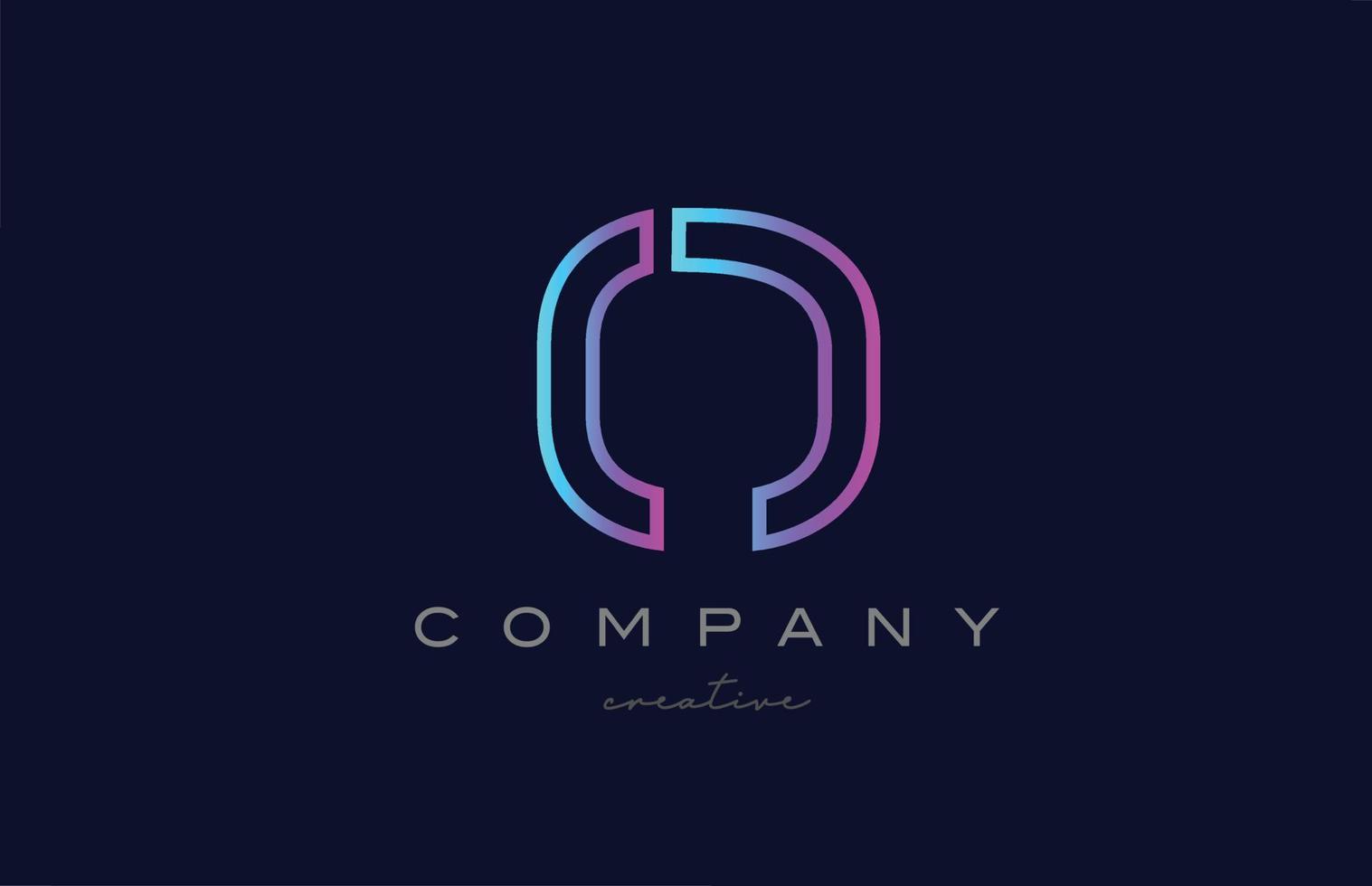 pink blue O alphabet letter logo icon. Creative template for a company or business with line design vector