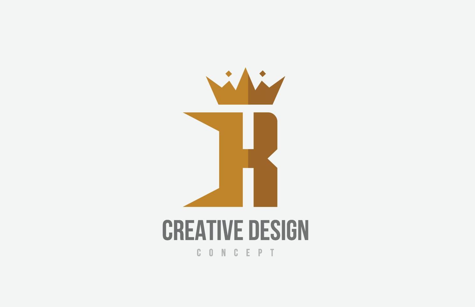 rey marrón corona un icono del logotipo de la letra del alfabeto con picos. diseño creativo para empresas y negocios vector