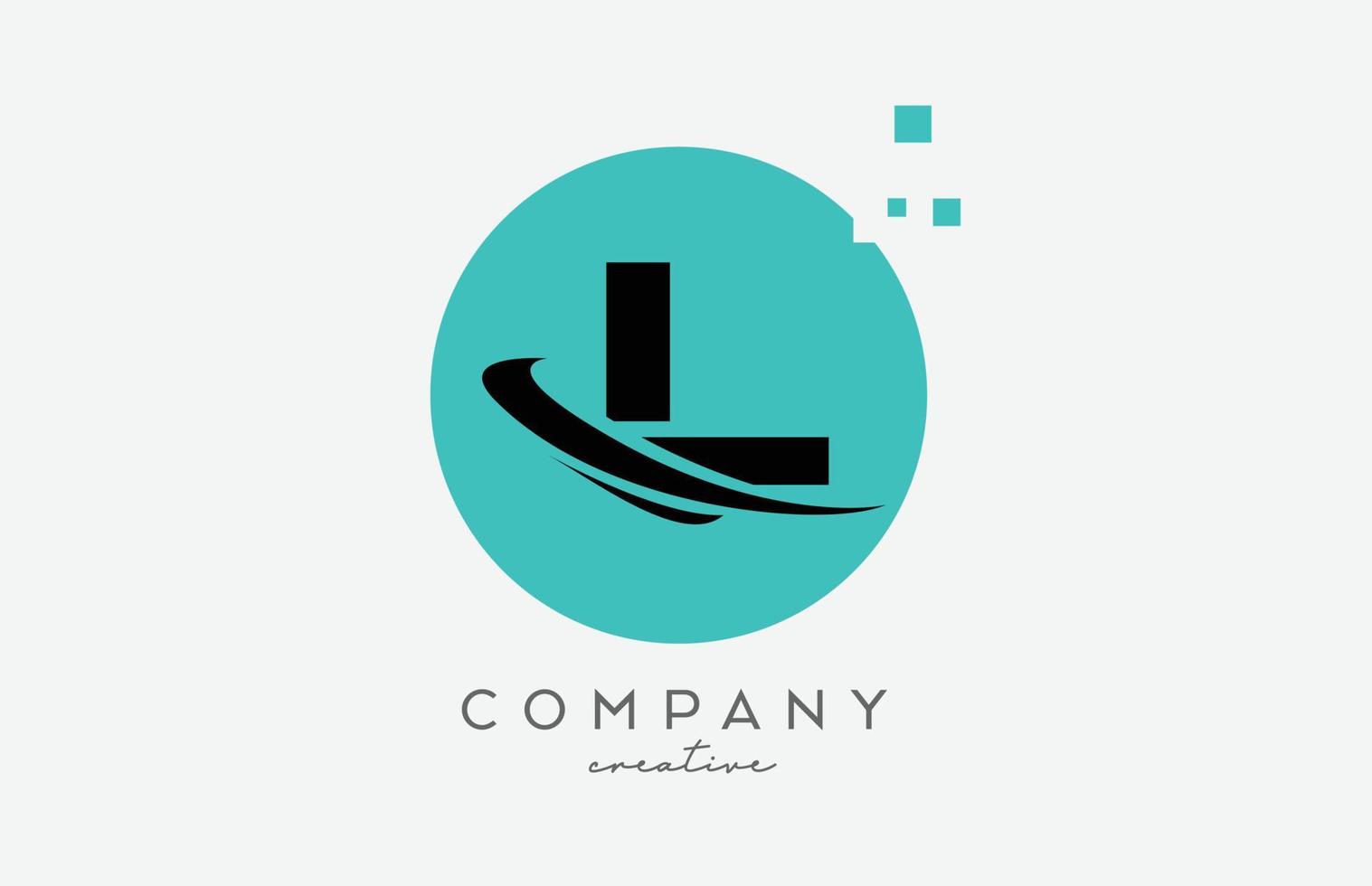 Circle L alphabet letter logo icon with dots and  swoosh. Template design for a company or business vector
