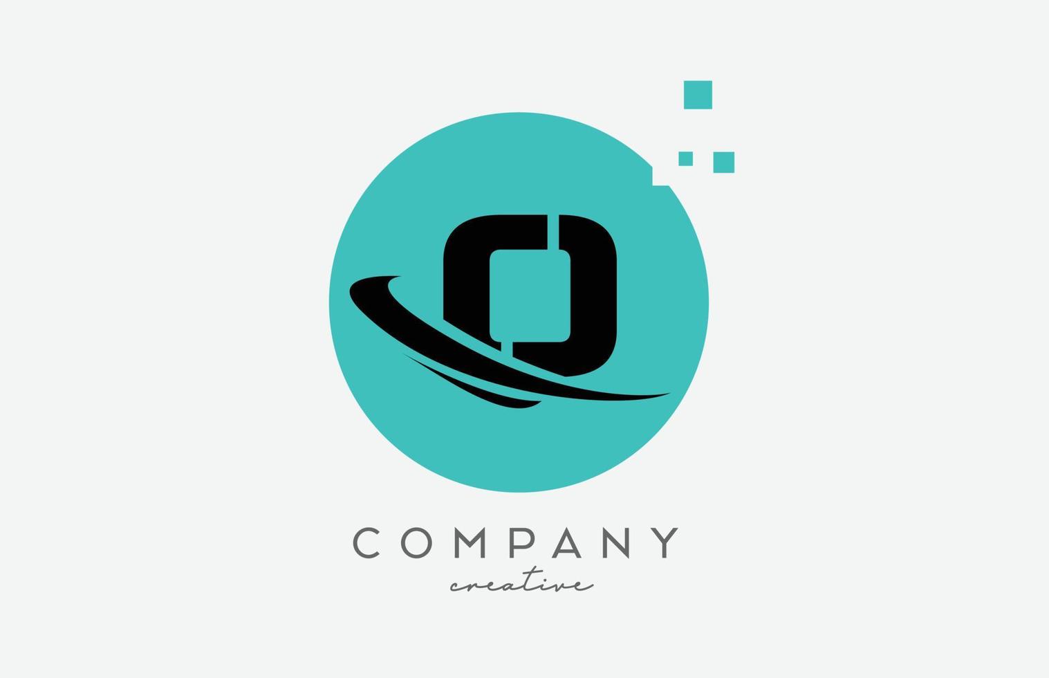 Circle O alphabet letter logo icon with dots and  swoosh. Template design for a company or business vector