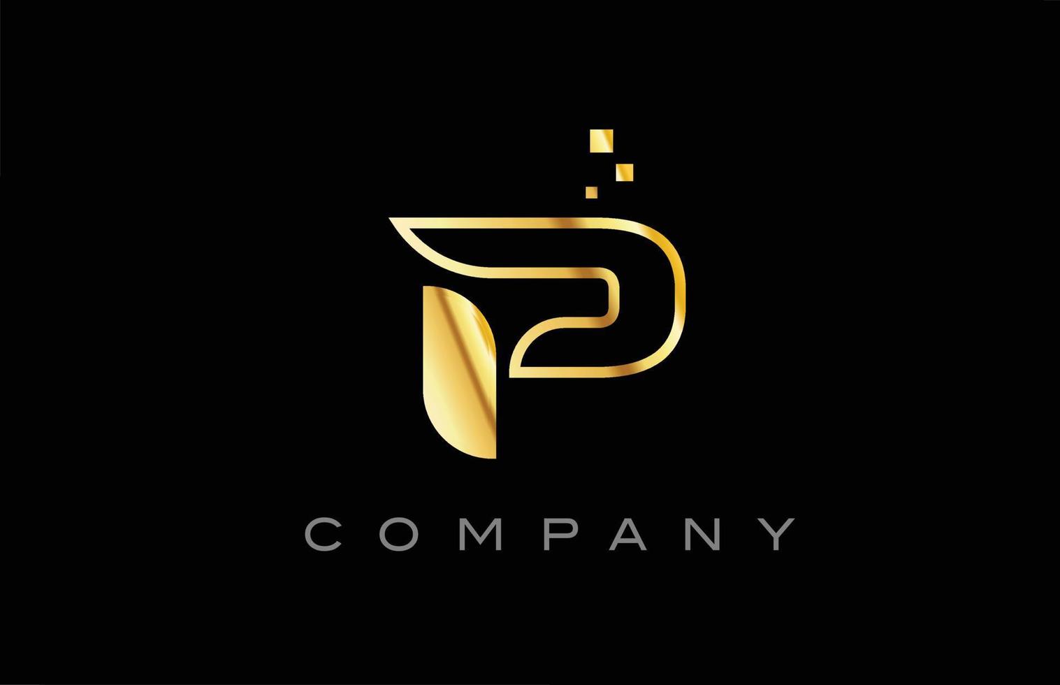 gold P alphabet letter logo icon. Creative design template for company and business vector