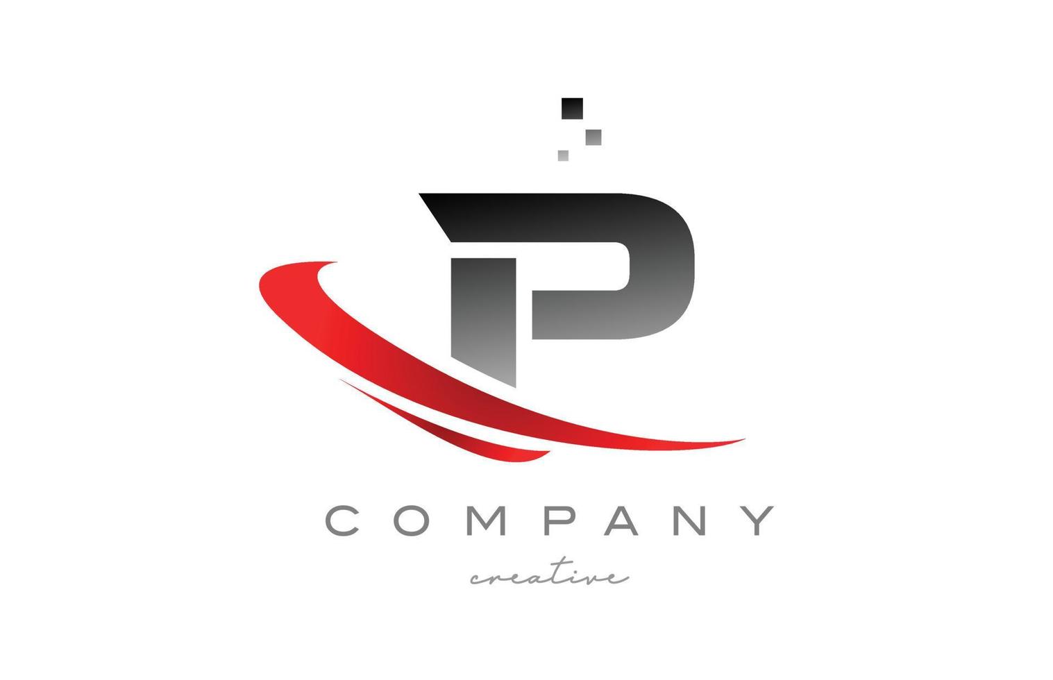 P alphabet letter logo icon with red swoosh . Design suitable for a business or company vector