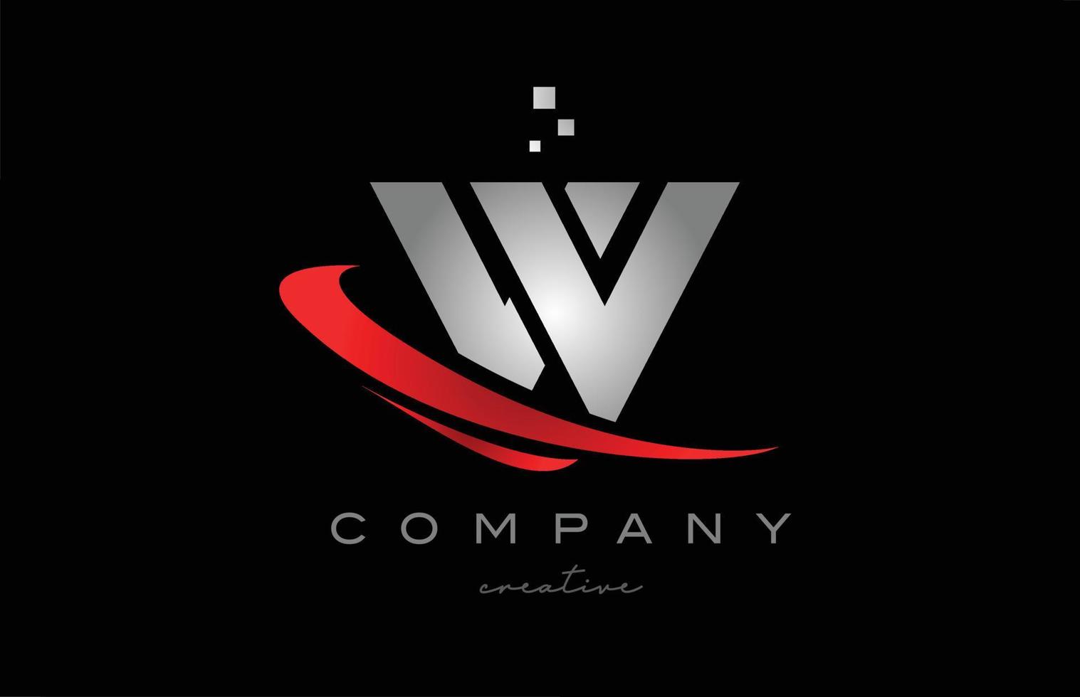 icono del logotipo de la letra del alfabeto rojo swoosh w con color gris. diseño adecuado para un negocio o empresa vector