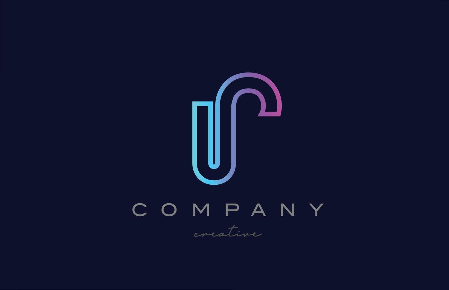 icono del logotipo de la letra del alfabeto p azul rosa. plantilla creativa para una empresa o negocio con diseño de línea vector