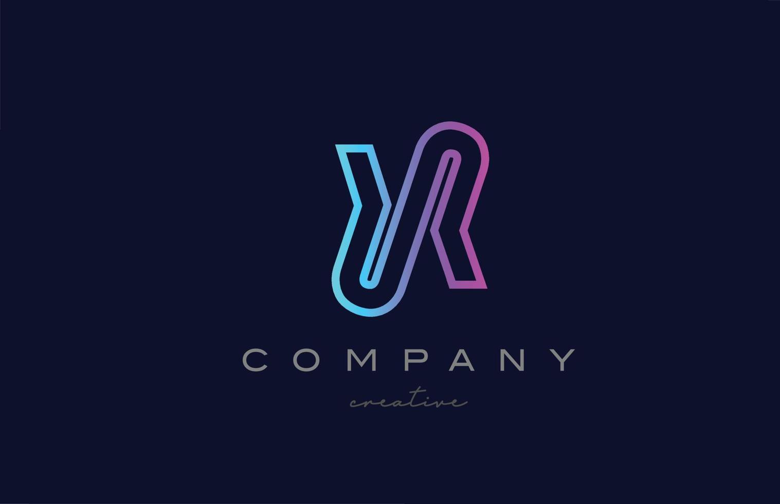 pink blue X alphabet letter logo icon. Creative template for a company or business with line design vector